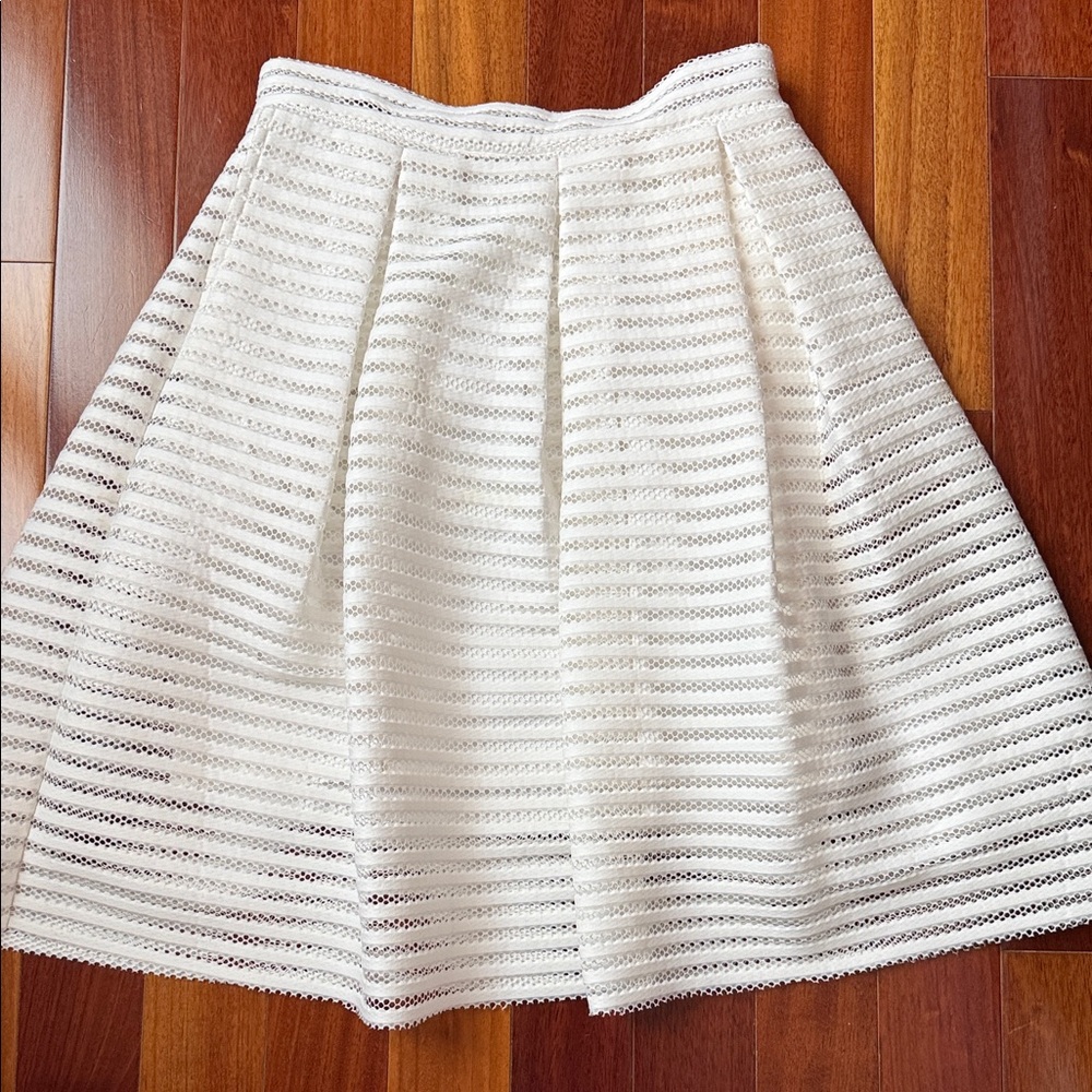Esley White Textured Circle Skirt